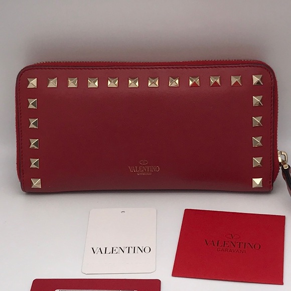 Valentino Garavani Rockstud Continental Leather Wallet. EUC  RED - Picture 4 of 16